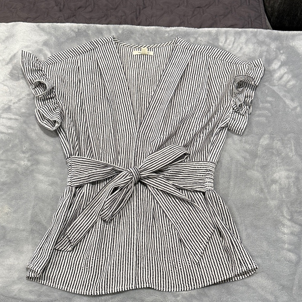 Max Studio Black and White Striped Blouse